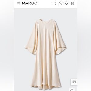 NWT Mango Flared Long Sleeve Elegant Dress ECRU